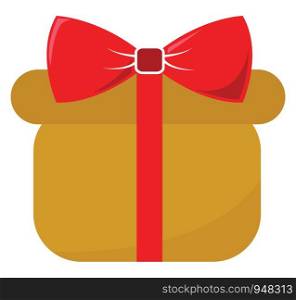 A gift box tied with a red ribbon and topped with a red bow is ideal to beloved ones on special days set isolated on white background viewed from the front, vector, color drawing or illustration.