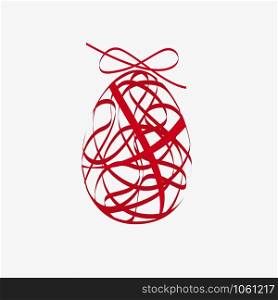A gift for easter. Vector scrawl of box with bow. Abstract shape of egg