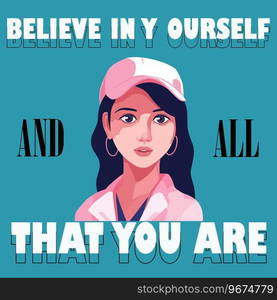 A Girl Face in Pink Cap with Inspirational Message vector