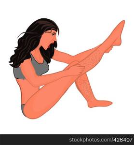 A girl frighten with hair on legs vector illustration