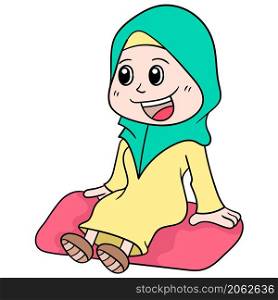 a girl is smiling sweetly and happily wearing a muslim hijab