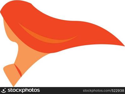 A girl whose long orange hair are blowing because of wind vector color drawing or illustration