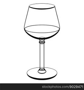 A glass for wine. contour drawing 