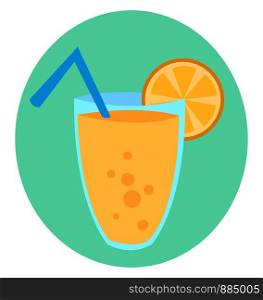 A glass of orange juice, illustration, vector on white background.