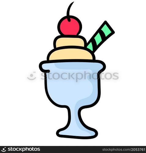 a glass of sweet ice cream dessert