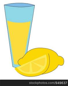 A glass of sweet lemon juice to beat the heat of sun in hot summer vector color drawing or illustration