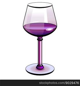 A glass of wine. color illustration