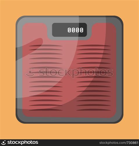A glass Weighing scale to check for the weight In orange background vector color drawing or illustration.
