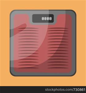 A glass Weighing scale to check for the weight In orange background vector color drawing or illustration.