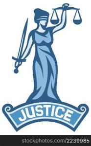 A goddess of justice label