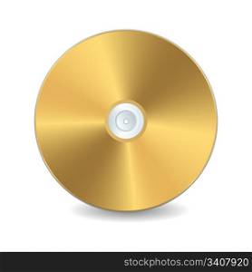 A golden compact disc, isolated object over white background