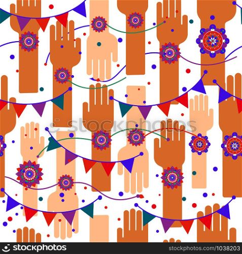 A graphic vector design for an Indian festival - Raksha Bandhan. Seamless pattern.. A graphic vector design for an Indian festival - Raksha Bandhan. Seamless celebration pattern.