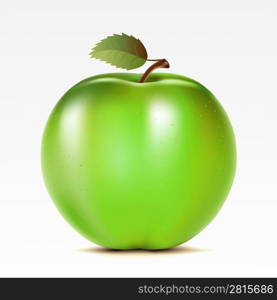 A green apple on a white background