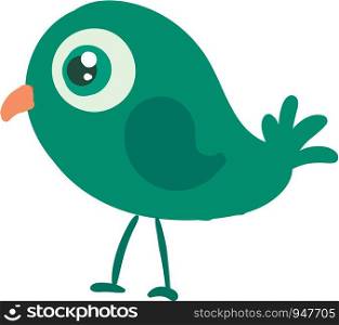 A green bird is walking with its two long legs vector color drawing or illustration