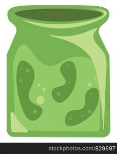 A green pickle jar vector or color illustration
