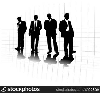 A group of business men in a line up on a grid