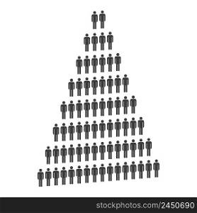 A group of people in the shape of a pyramid. Social hierarchy. Tower of Babel. Flat vector illustration isolated on white background.. A group of people in the shape of a pyramid. Social hierarchy. Babel tower. Flat vector illustration isolated on white