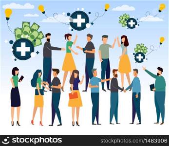 A group of people with positive thinking makes a better life and success in life and career. Success in positive thinking and good acting. positive thinking concept vector illustration.
