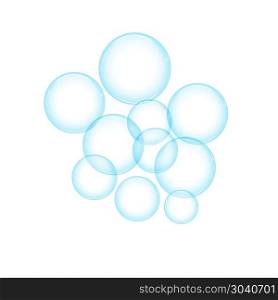a group of soap bubbles from a washing powder are small and larg. a group of soap bubbles from a washing powder are small and large