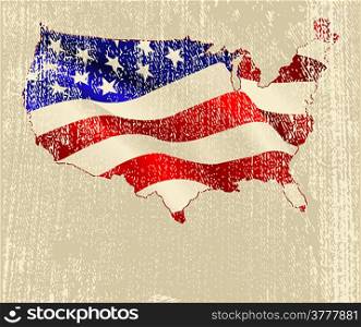 A grunge design of American flag map