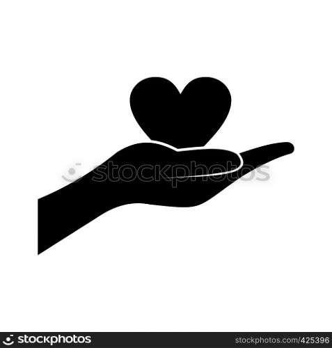 A hand giving a heart black simple icon. A hand giving a heart icon