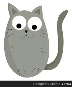 A happy adorable gray cat with big eyes, vector, color drawing or illustration.