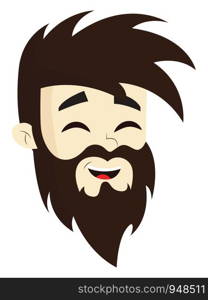 A happy man with a brown hair and beard, vector, color drawing or illustration.