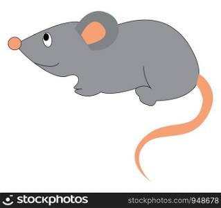 A happy mouse wearing a glasses with a pink ears, vector, color drawing or illustration.