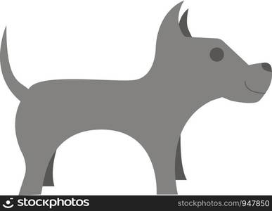 A happy small dog of grey color is standing alone vector color drawing or illustration