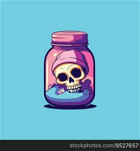 A Haunting Illustration of a Skull in a Jar