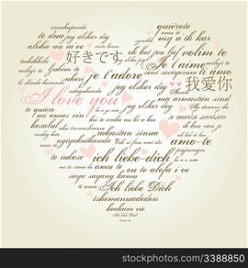 A heart made of words &acute;I love you&acute; in many languages