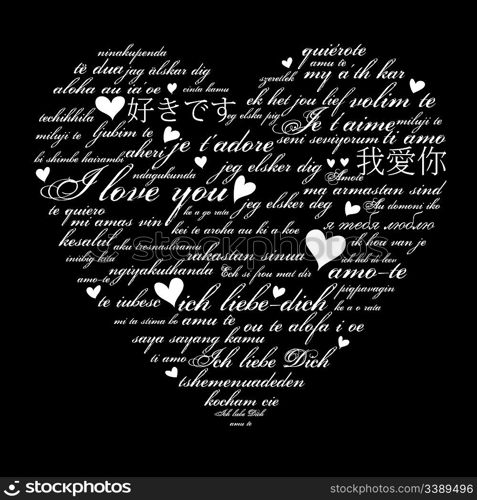 A heart made of words &acute;I love you&acute; in many languages