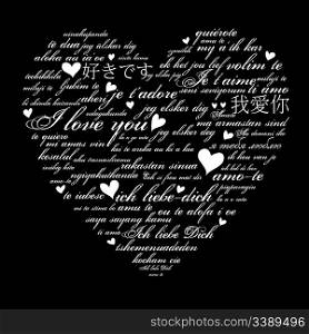 A heart made of words &acute;I love you&acute; in many languages
