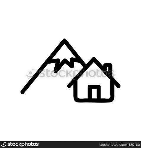 a house in the Alps icon vector. A thin line sign. Isolated contour symbol illustration. a house in the Alps icon vector. Isolated contour symbol illustration