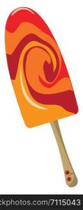 A ice lolly of fruit in red and orange colour , vector, color drawing or illustration.