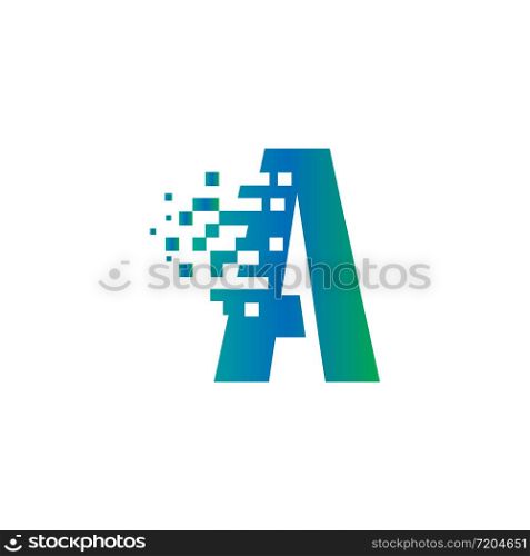 A Initial Letter Logo Design with Digital Pixels in Gradient Colors