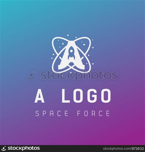 a initial space force logo design galaxy rocket vector in gradient background - vector. a initial space force logo design galaxy rocket vector in gradient background