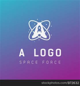 a initial space force logo design galaxy rocket vector in gradient background - vector. a initial space force logo design galaxy rocket vector in gradient background