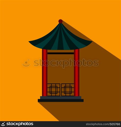 A japanese lotus pavilion icon in flat style on a yellow background . A japanese lotus pavilion icon, flat style
