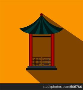 A japanese lotus pavilion icon in flat style on a yellow background . A japanese lotus pavilion icon, flat style