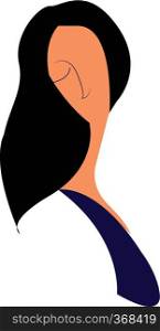A lady with long black hair wearing a purple outfit vector color drawing or illustration