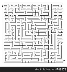 A large square labyrinth. Find the path from the entrance to the exit. Vector illustration isolated on white background.
