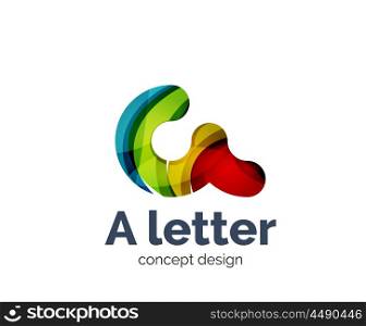 A letter alphabet round style logo business branding icon, created with color overlapping elements. Glossy abstract geometric style, single logotype
