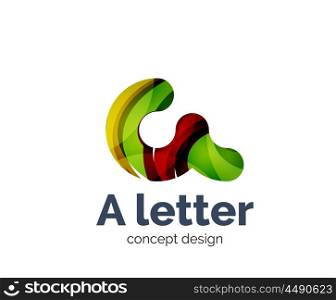 A letter alphabet round style logo business branding icon, created with color overlapping elements. Glossy abstract geometric style, single logotype