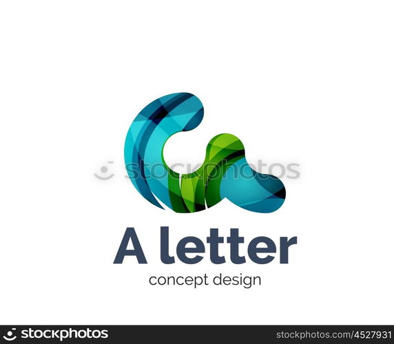 A letter alphabet round style logo business branding icon, created with color overlapping elements. Glossy abstract geometric style, single logotype