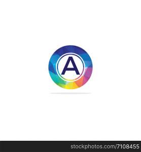 A Letter colorful logo in the hexagonal. Polygonal letter A