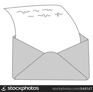 A letter in the envelope in grey colour , vector, color drawing or illustration.