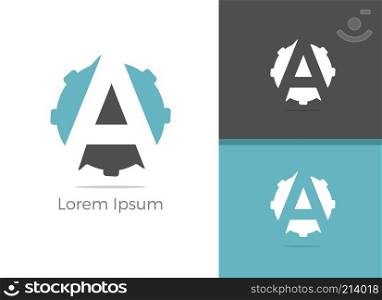 A letter logo design, letter A in gear vector icon.  Mechanic and garage logo.