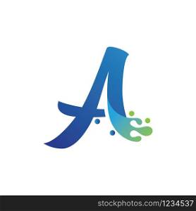 A letter logo design with water splash ripple template