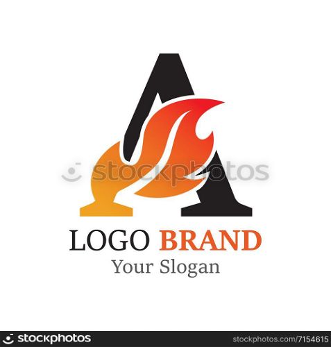 A Letter logo fire creative concept template design